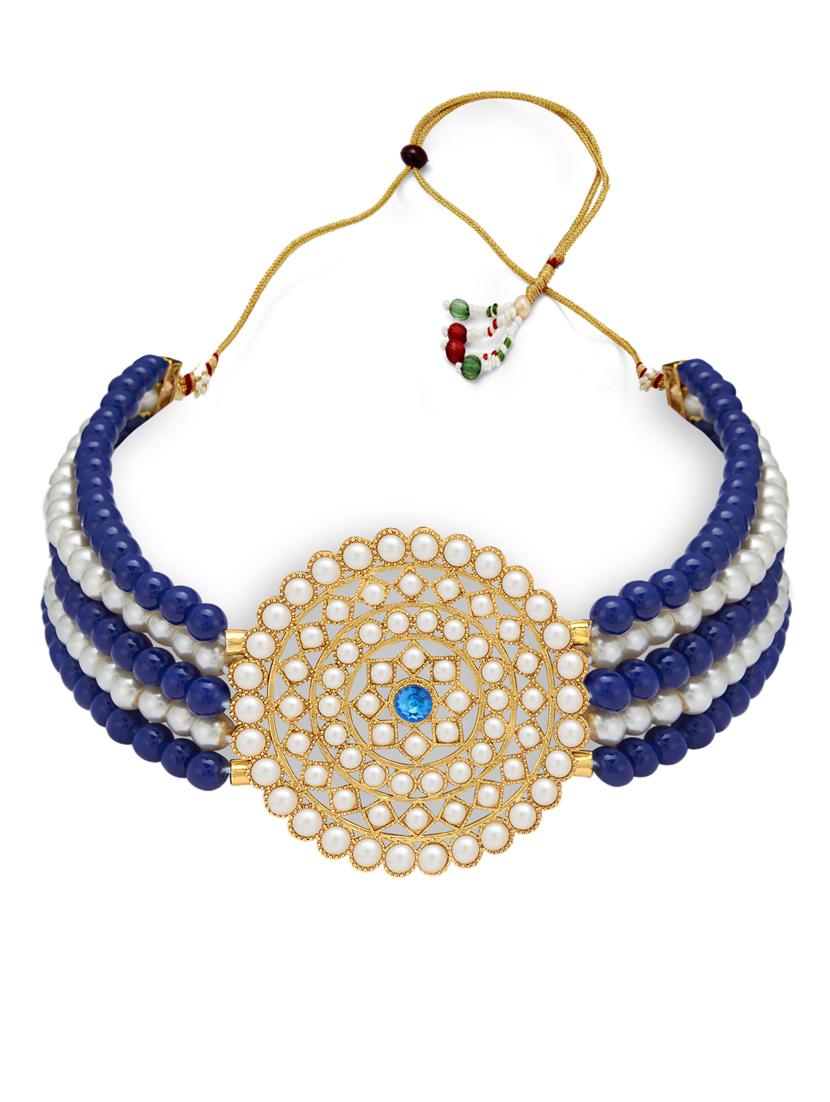 blue gold plated choker necklace - 17532360 - Zoom Image - 4