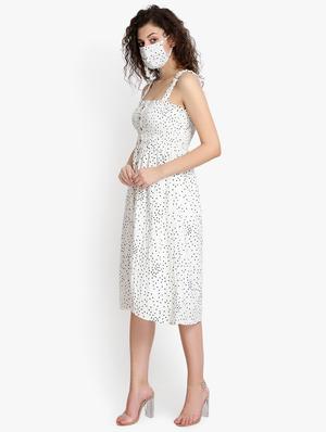 button up polka dot flared dress - 17532365 - Standard Image - 2