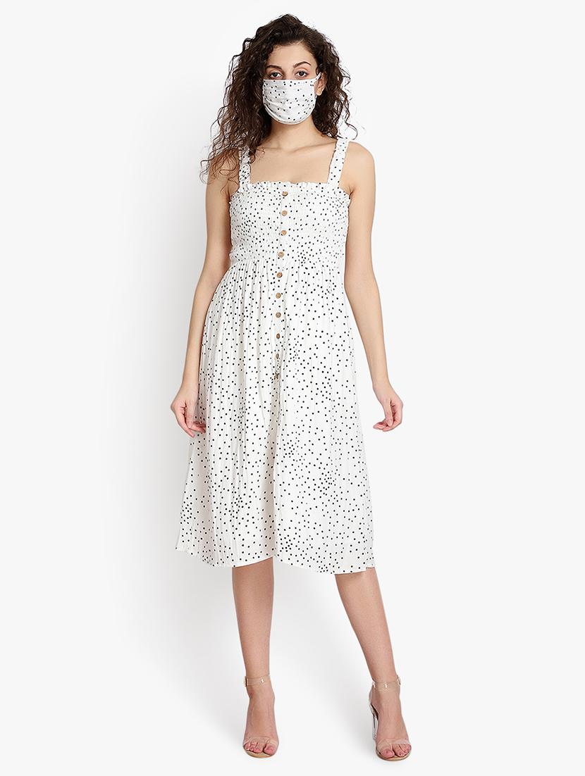button up polka dot flared dress - 17532365 - Zoom Image - 1