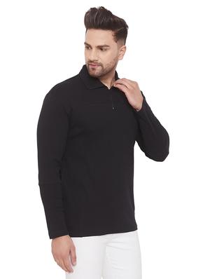 black solid polo t-shirt - 17532763 - Standard Image - 2