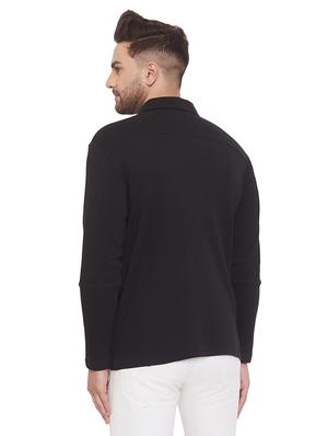 black solid polo t-shirt - 17532763 - Standard Image - 3