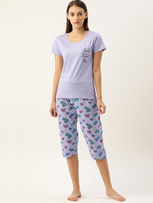 printed nightwear capri set - 17532784 - Standard Image - 1