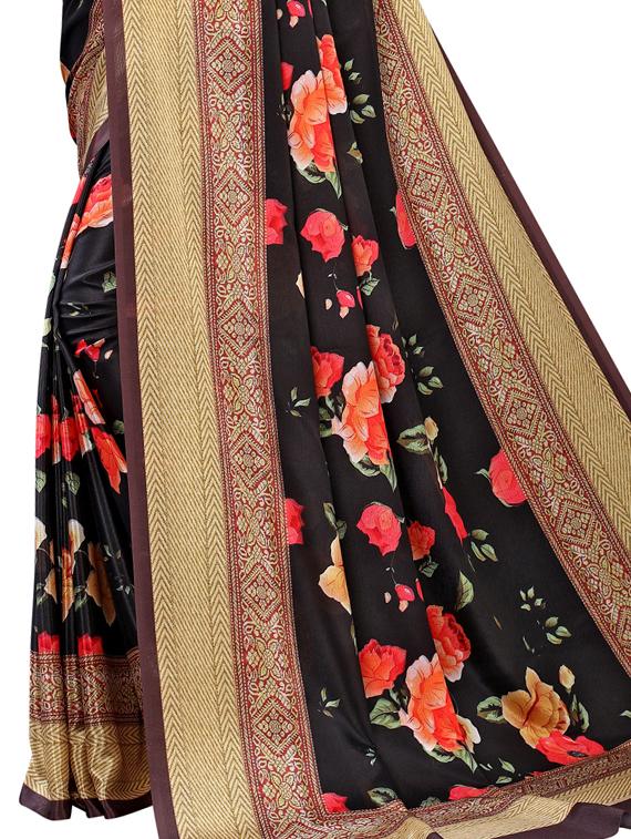 floral printed saree with blouse - 17532821 - Zoom Image - 4