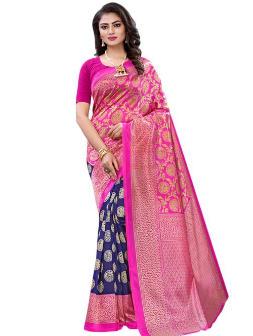 floral half & half saree with blouse - 17532842 - Very Small Image - 1