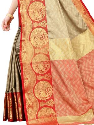 jacquard banarasi saree with blouse - 17532865 - Standard Image - 4