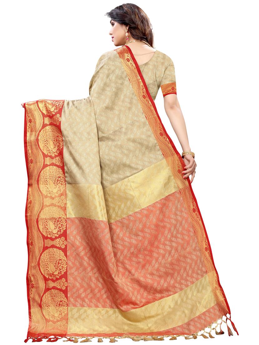 jacquard banarasi saree with blouse - 17532865 - Zoom Image - 2