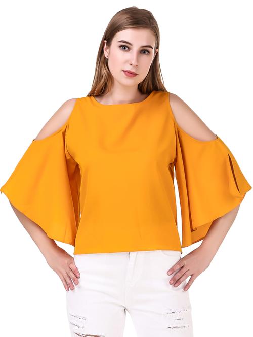cold shoulder solid top - 17533194 - Standard Image - 1