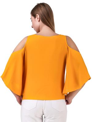 cold shoulder solid top - 17533194 - Standard Image - 3