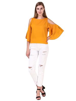 cold shoulder solid top - 17533194 - Standard Image - 4