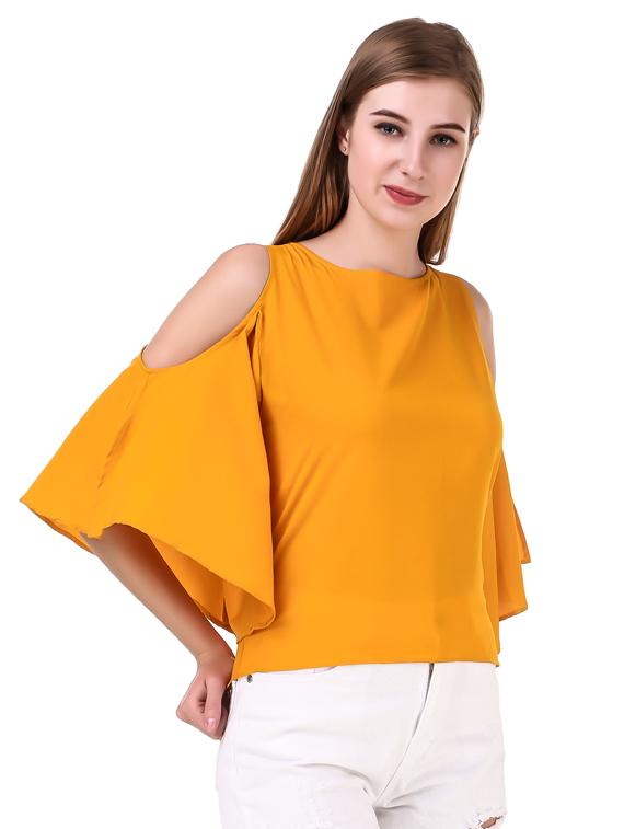 cold shoulder solid top - 17533194 - Zoom Image - 2