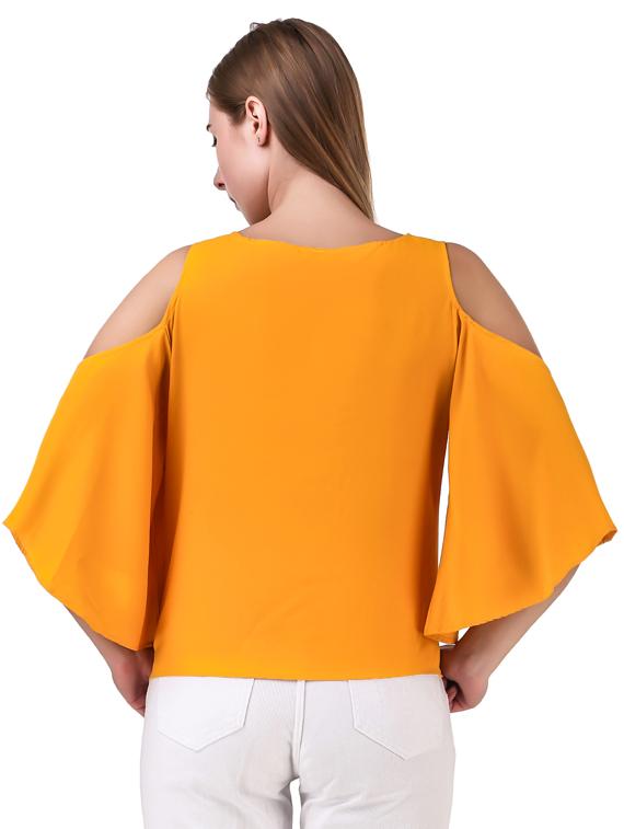 cold shoulder solid top - 17533194 - Zoom Image - 3