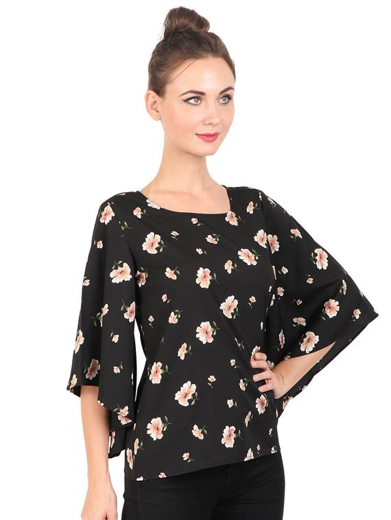 bell sleeved floral top - 17533197 - Zoom Image - 2