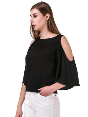 cold shoulder solid top - 17533200 - Standard Image - 2