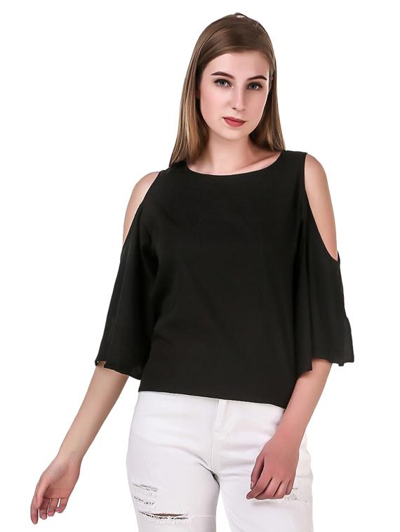 cold shoulder solid top - 17533200 - Zoom Image - 1