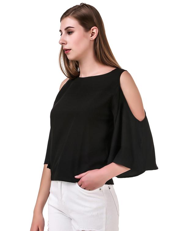 cold shoulder solid top - 17533200 - Zoom Image - 2