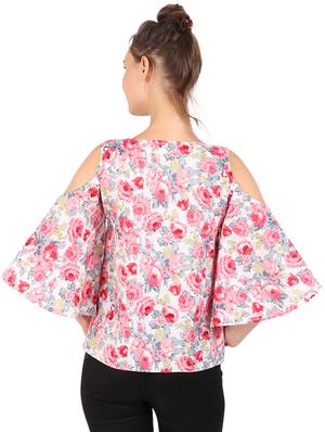 cold shoulder floral top - 17533203 - Standard Image - 3