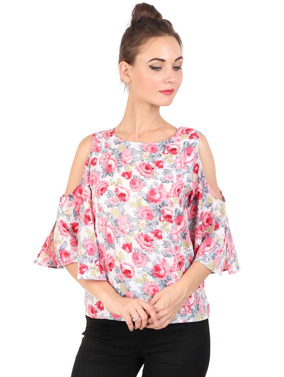 cold shoulder floral top - 17533203 - Zoom Image - 1