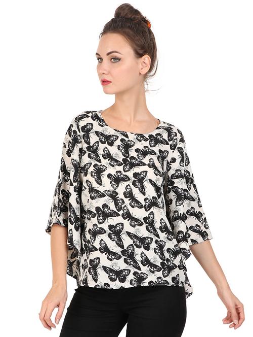 bell sleeved printed top - 17533206 - Standard Image - 1