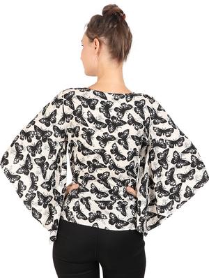 bell sleeved printed top - 17533206 - Standard Image - 3