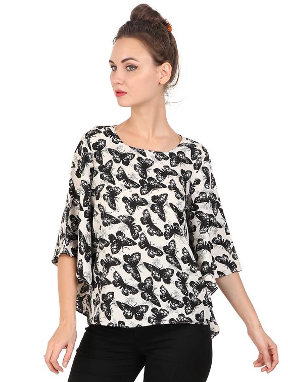 bell sleeved printed top - 17533206 - Zoom Image - 1