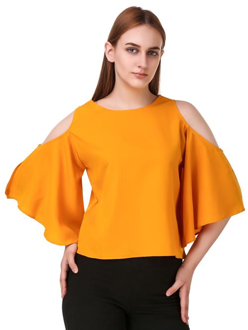 cold shoulder solid top - 17533209 - Standard Image - 1