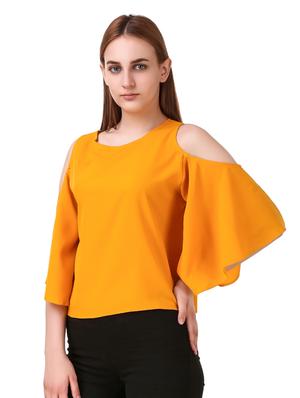 cold shoulder solid top - 17533209 - Standard Image - 2