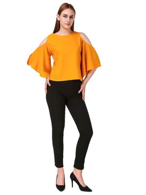 cold shoulder solid top - 17533209 - Standard Image - 4