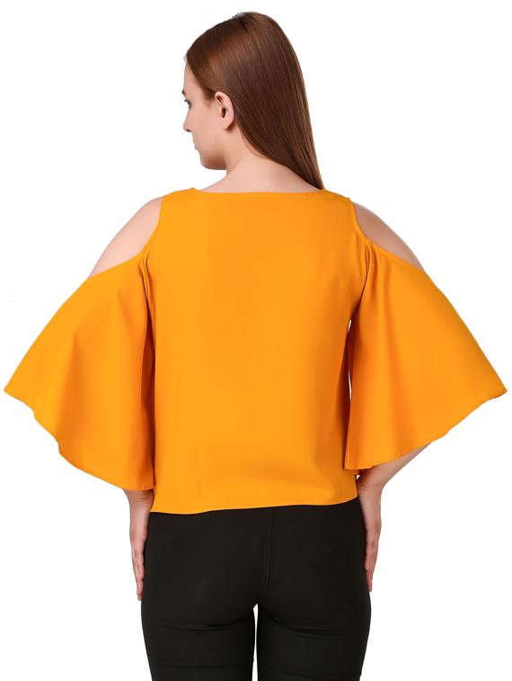 cold shoulder solid top - 17533209 - Zoom Image - 3