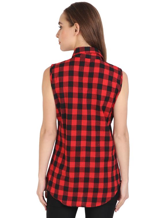 curved hem checkered top - 17533215 - Zoom Image - 3