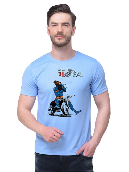 light blue chest print t-shirt - 17533244 - Standard Image - 1