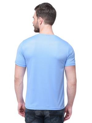 light blue chest print t-shirt - 17533244 - Standard Image - 2