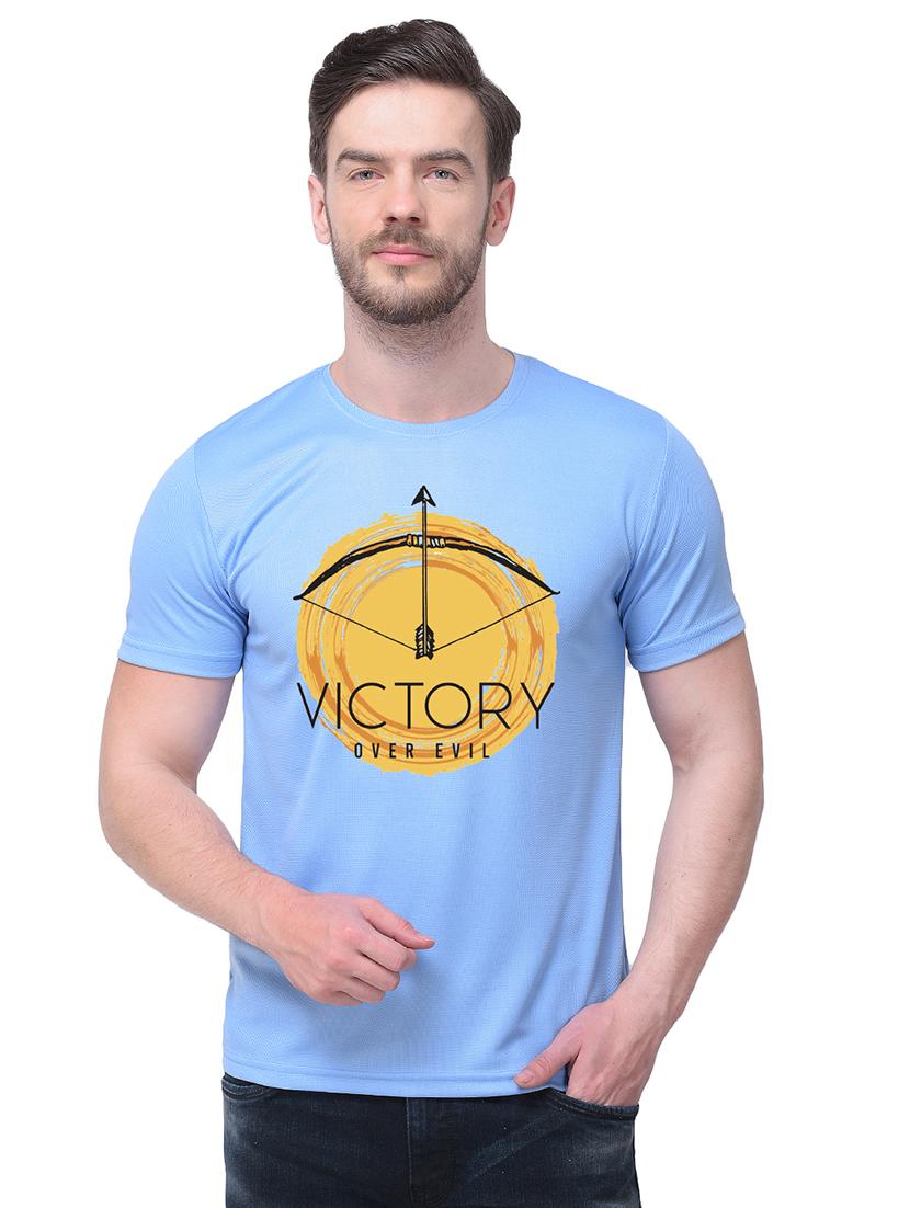 light blue chest print t-shirt - 17533248 - Zoom Image - 1