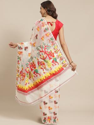 self design jamdani saree - 17533323 - Standard Image - 2