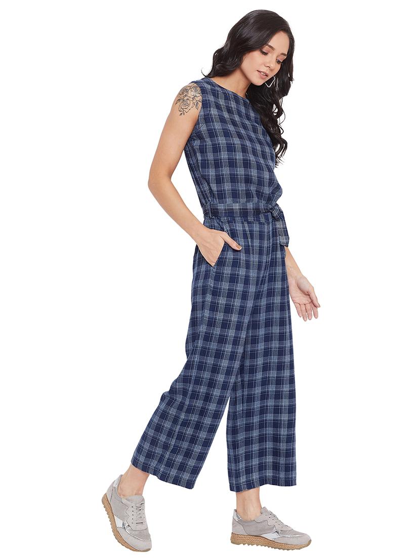 checkered full leg jumpsuit - 17533396 - Zoom Image - 2