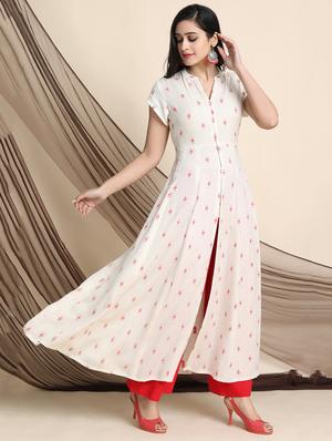 offwhite rayon kurta palazzo set - 17533623 - Standard Image - 2
