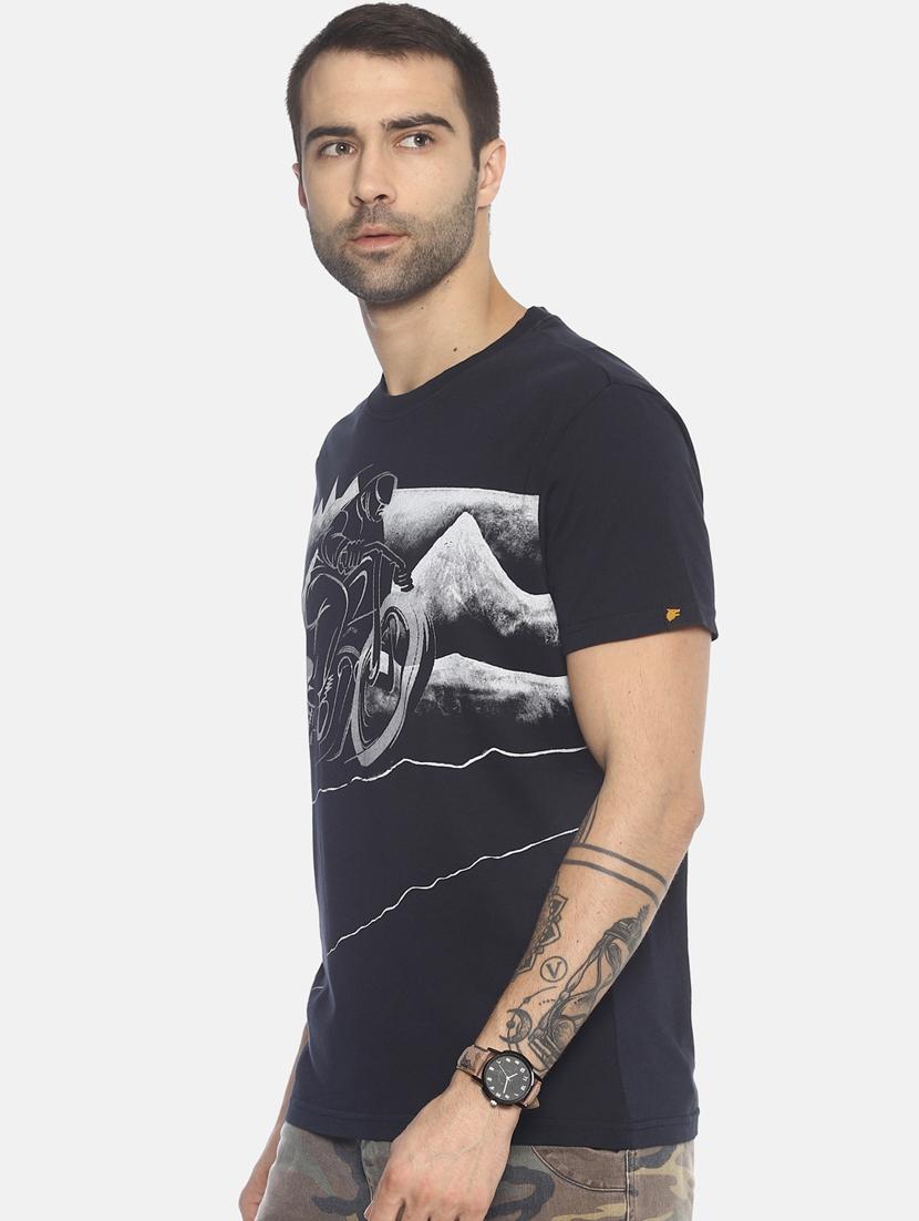 navy blue printed t-shirt - 17533667 - Zoom Image - 2