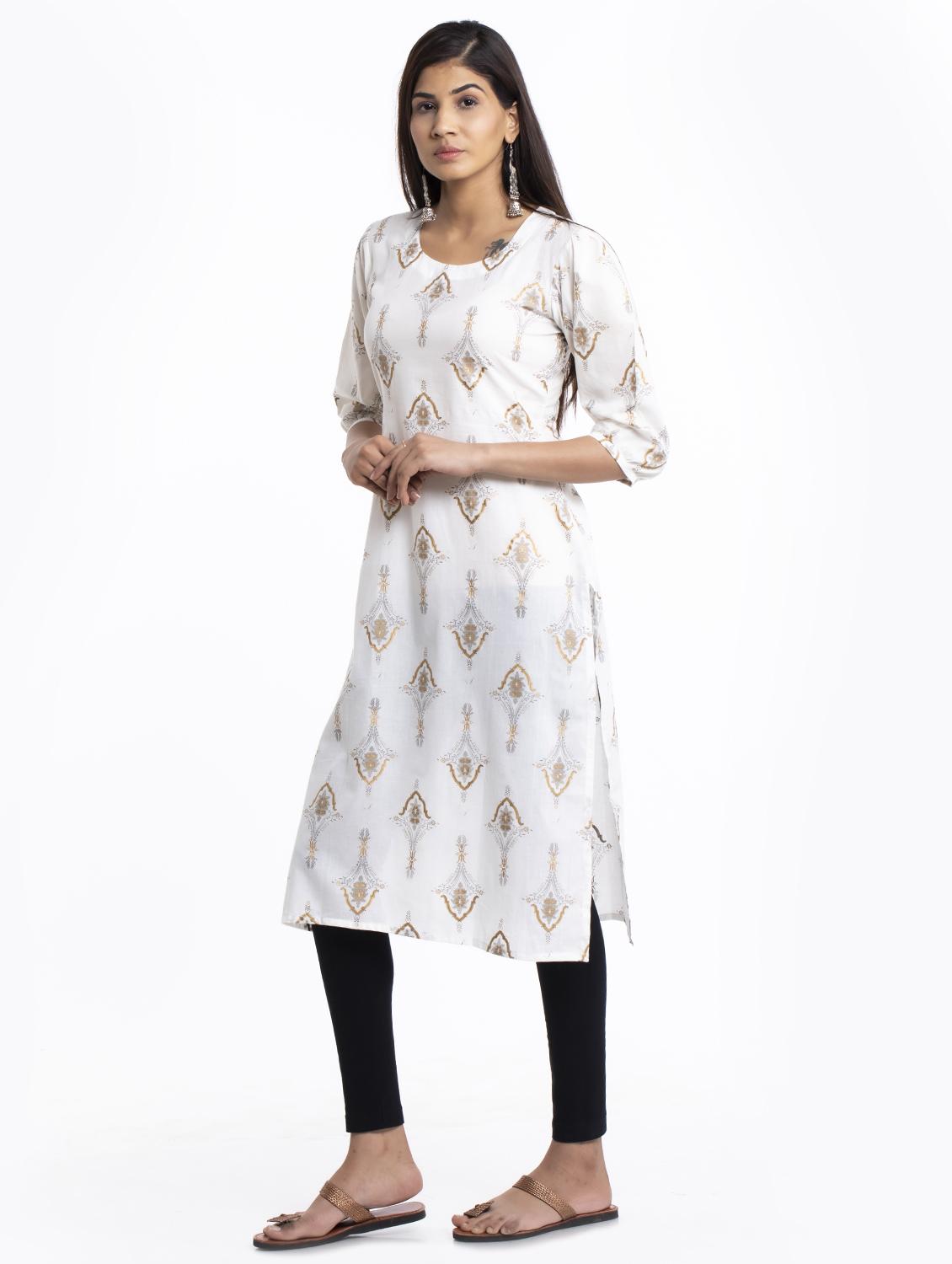 printed straight kurta - 17533683 - Zoom Image - 2