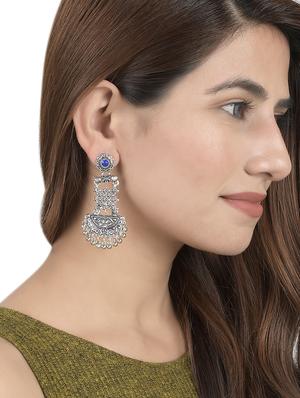 silver brass drop earring - 17533701 - Standard Image - 4
