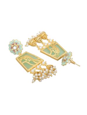 gold brass drop earring - 17533715 - Standard Image - 3