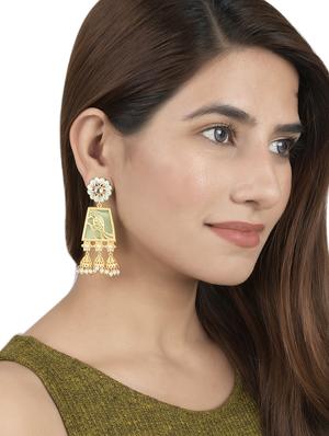 gold brass drop earring - 17533715 - Standard Image - 4