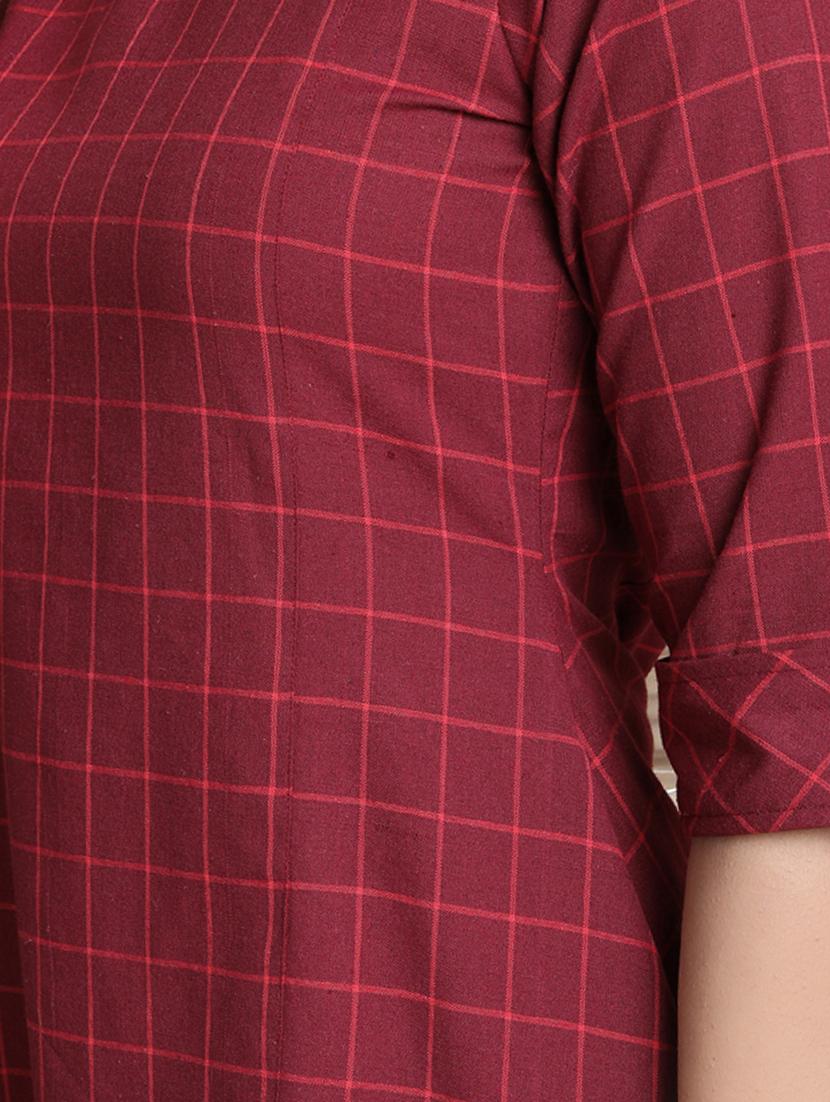 checkered high-low kurta - 17533717 - Zoom Image - 4
