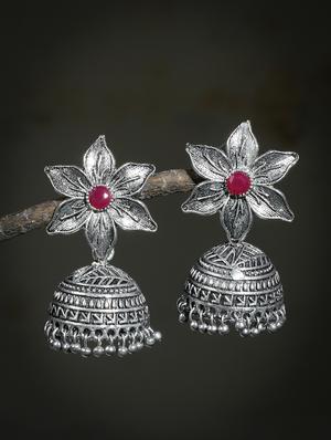 silver brass jhumka earring - 17533719 - Standard Image - 2