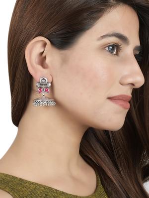 silver brass jhumka earring - 17533741 - Standard Image - 4