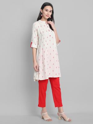 off-white a-line kurta - 17534073 - Standard Image - 2