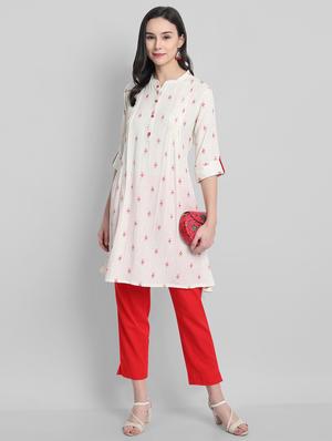 off-white a-line kurta - 17534073 - Standard Image - 4