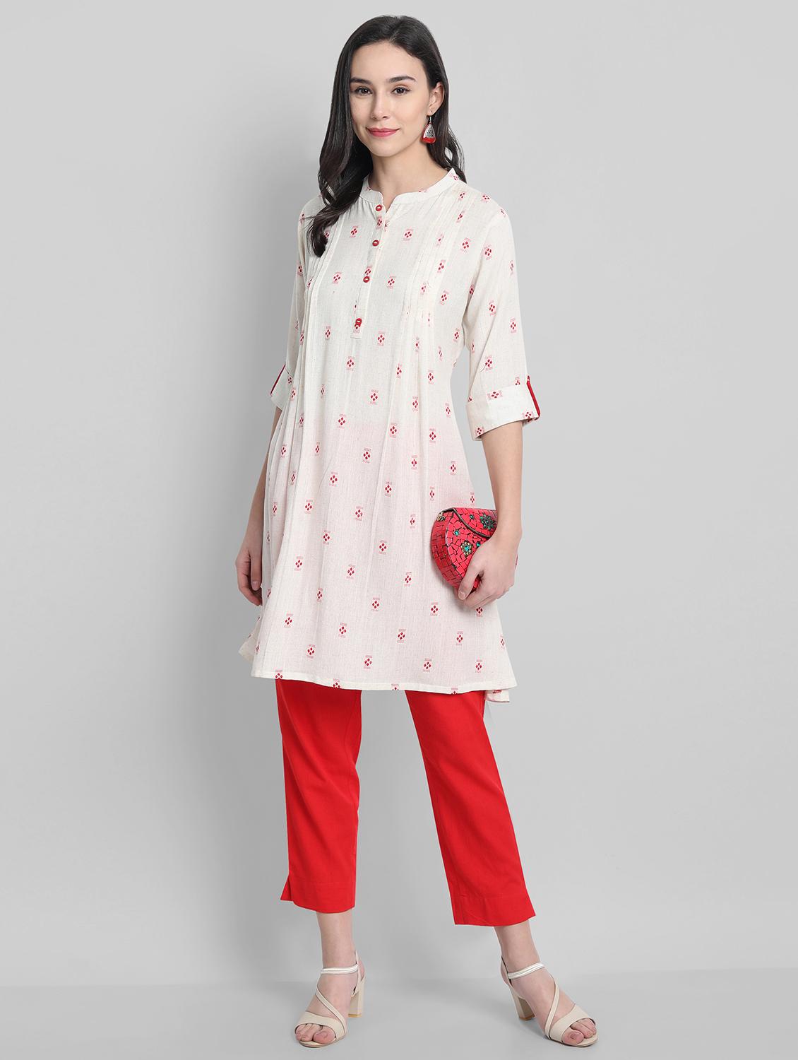 off-white a-line kurta - 17534073 - Zoom Image - 4