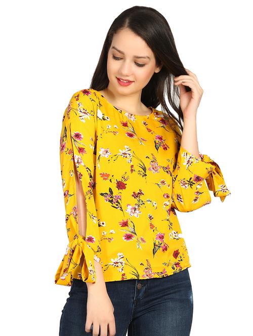 tie knot sleeved floral top - 17534108 - Standard Image - 1