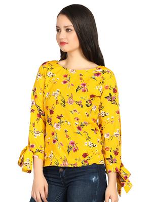 tie knot sleeved floral top - 17534108 - Standard Image - 2