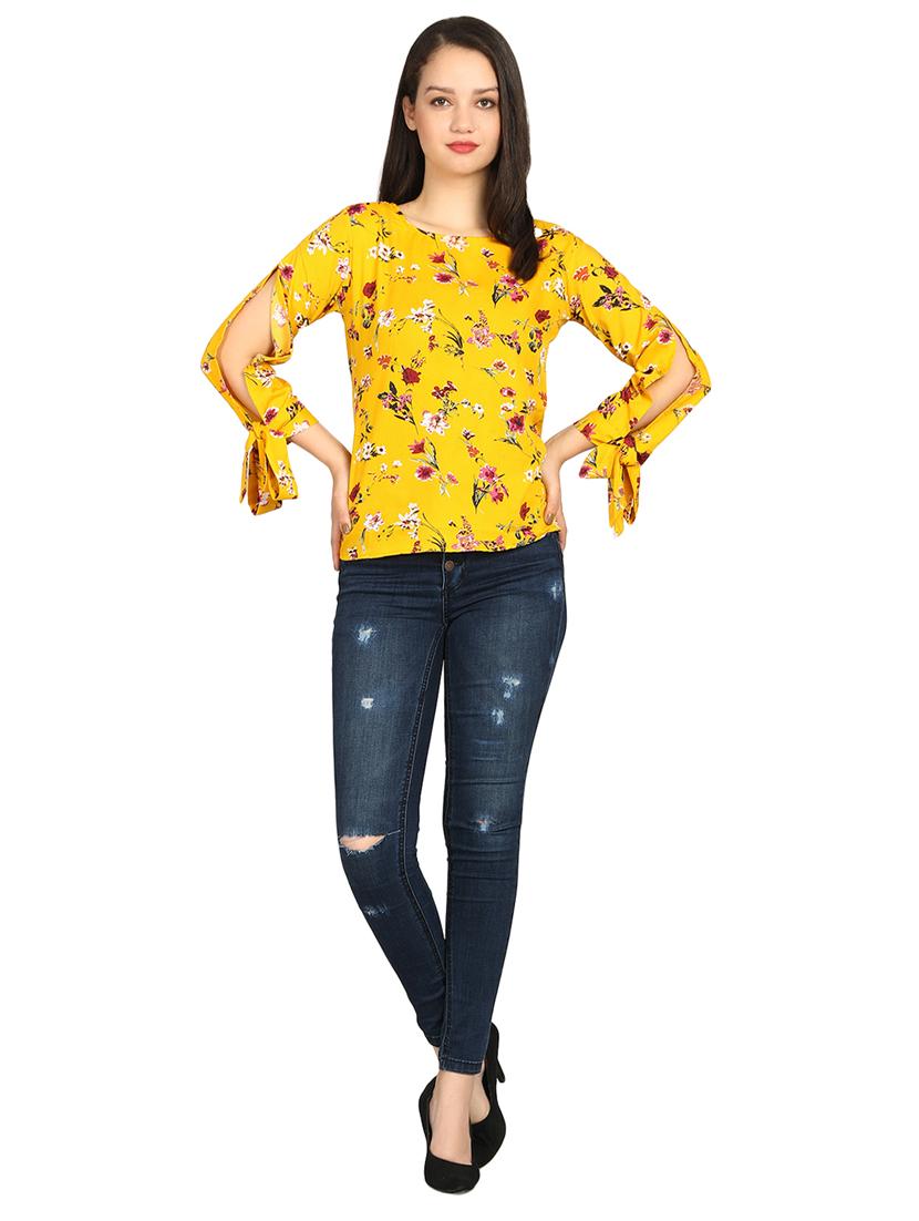 tie knot sleeved floral top - 17534108 - Zoom Image - 4