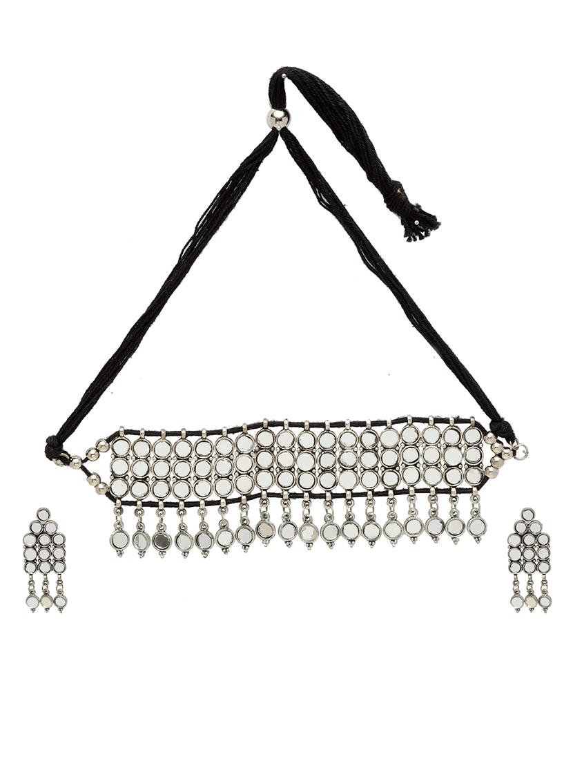 silver brass necklaces and earring - 17534170 - Zoom Image - 2